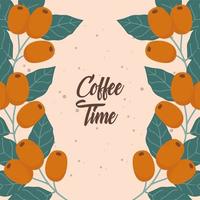 Coffee time composition with natural coffee beans vector