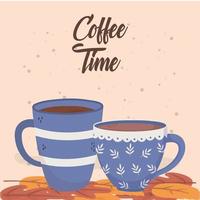 Coffee time composition with mugs vector