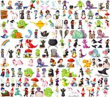 Set of fantasy cartoon characters vector