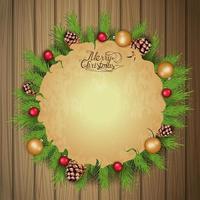 Merry Christmas, round blank greeting template vector