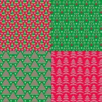 Green and red Christmas patterns vector