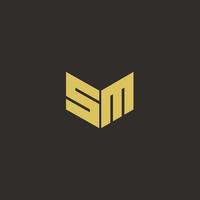 letra del logotipo sm con fondo dorado y negro vector