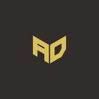 AD Logo Letter with Gold and Black Background vector