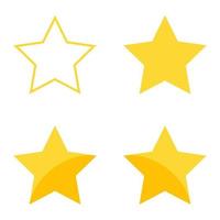 Yellow rating stars icon set isolated vector