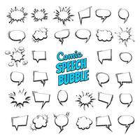Big set of hand drawn comic speech bubbles vector