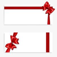 Banner de regalo navideño con lazo rojo sedoso satinado vector