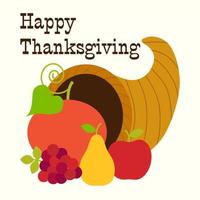 Happy Thanksgiving fruit cornucopia vector