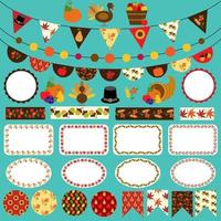 Thanksgiving bunting flags, labels vector