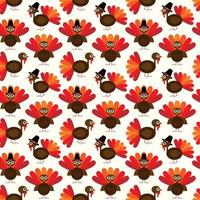 Turkeys with pilgrim hat seamless pattern vector