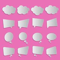 Paper craft white empty speech bubbles on pink vector