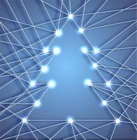 Glowing Christmas tree made of strained threads on blue vector