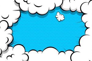 Comic book cloud puff frame on blue dot pattern vector