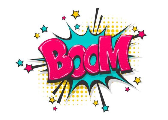 Boom pop art comic book text design