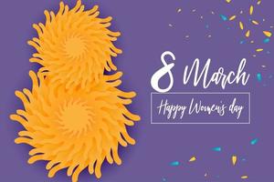 8 march Women's Day poster with flowers on purple vector