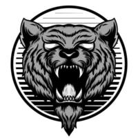 emblema de cabeza de tigre monocromo vector