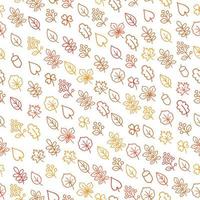 Autumn leaves outline seamless pattern vector