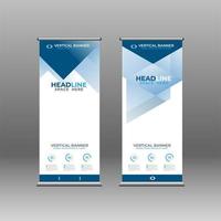 Modern vertical roll up banner with blue polygons vector