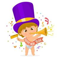 Little boy celebrating the arrival of the new year vector