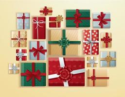 Top view of gift boxes vector