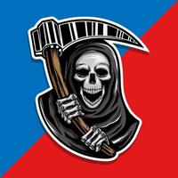 Skull of grim reaper with the sickle vector