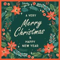 Merry Christmas and Happy New Year greeting card vector