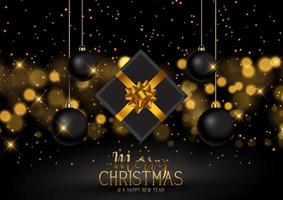 Christmas gift and baubles background vector