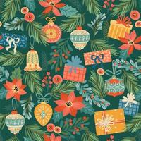 Christmas and Happy New Year pattern vector
