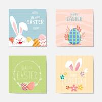 Happy Easter decorative card set vector