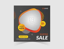 Super sale abstract shape social media post design template vector