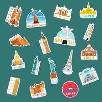 iconos o pegatinas de viajes y puntos de referencia vector