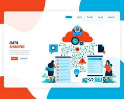 Landing Page of data sharing technology vector