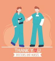 Male and female nurses with uniforms vector