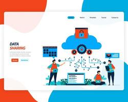 concepto de tecnología de intercambio de datos de diseño plano 4.0 vector