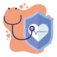Medical shield with stethoscope vector