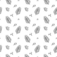 Christmas minimalist seamless pattern with leaves vector