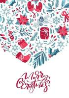 Merry Christmas calligraphy and winter elements vector