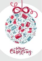 Ornament made of winter elements with Merry Christmas text vector