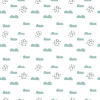 Scandinavian seamless pattern with clouds and rain vector