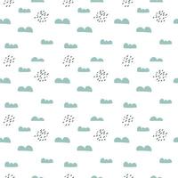 Scandinavian seamless pattern with clouds and rain vector