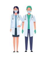 Female doctors wearing medical masks vector