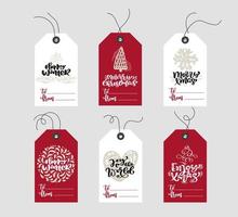 Set of hand drawn Scandinavian Christmas element tags vector