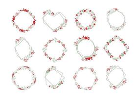 Set of Christmas flower frames vector