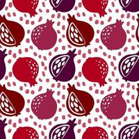 Hand drawn fresh pomegranate seamless pattern vector