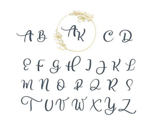 Handwritten calligraphy monogram alphabet