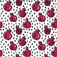 Hand drawn fresh pomegranate seamless pattern vector