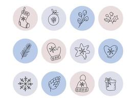 Pastel highlight Christmas element icon collection