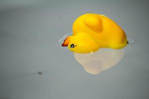 Bathtub plastic duck on its side photo