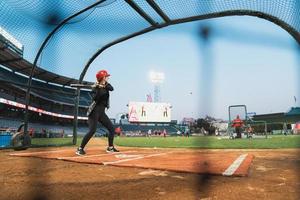 Anaheim, CA, 2020 - Female baseball player on the field photo