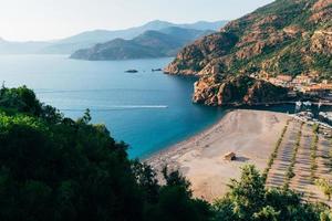 Aerial photography of coastal island in the ocean photo