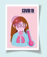 cartel de niña con síntomas de coronavirus vector